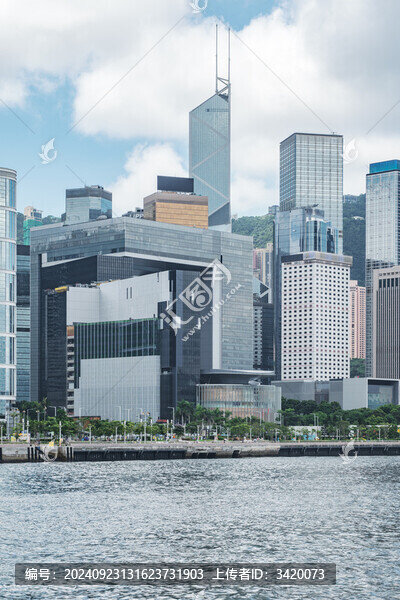 香港濱水高樓建筑城市風光