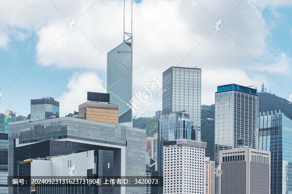香港都市樓宇藍(lán)天白云城市風(fēng)光