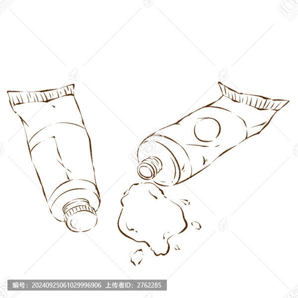 手繪水彩兩管顏料線稿