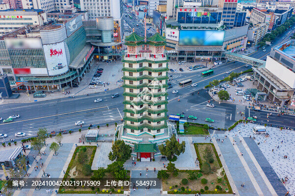 航拍鄭州二七廣場地標鄭州二七塔