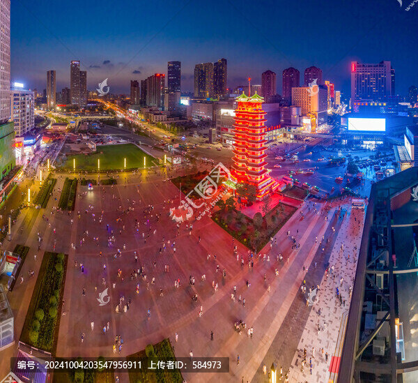 鄭州二七紀(jì)念塔夜景二七廣場(chǎng)光影