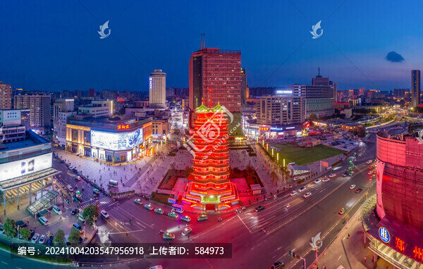 鄭州二七紀(jì)念塔夜景二七廣場(chǎng)光影