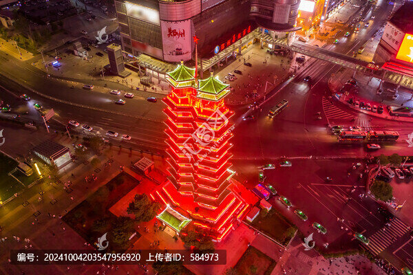 鄭州二七紀(jì)念塔夜景二七廣場(chǎng)光影