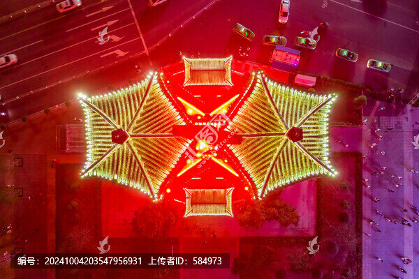 鄭州二七塔二七廣場大紅色燈光秀