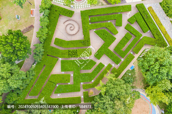 航拍植物迷宮鄭州植物園樹(shù)籬笆墻