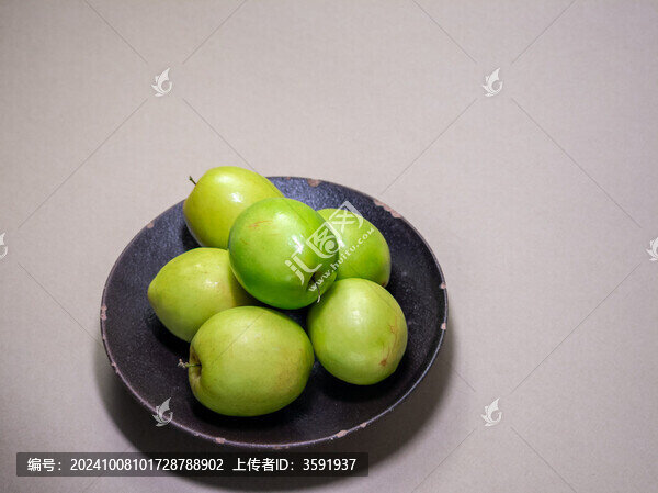 新鮮翠綠青棗特寫