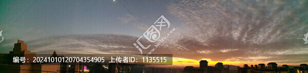 航拍城市晚霞