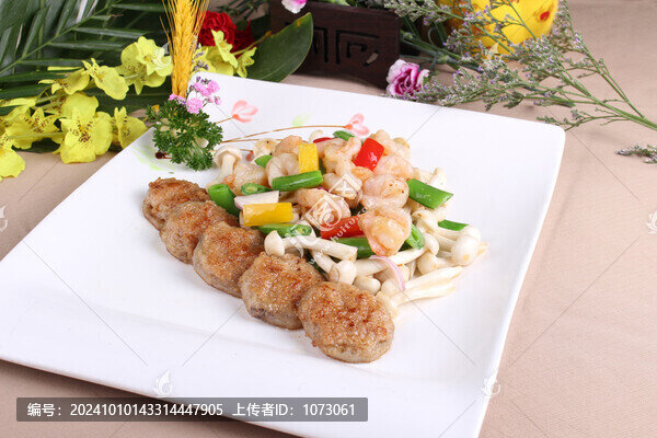 脆藕白玉菇炒蝦仁