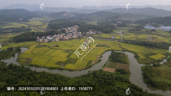 航拍韶關(guān)湞江區(qū)美麗的鄉(xiāng)村田園
