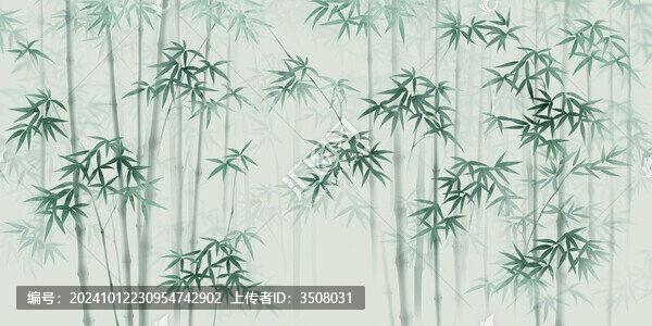 寫意竹子背景墻