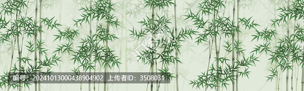 新中式巨型竹子畫背景墻