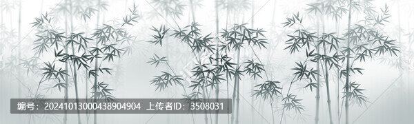 新中式巨型竹子畫背景墻