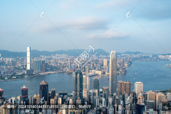 中國香港維多利亞港城市建筑風光