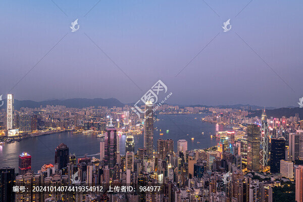 中國香港維多利亞港夜景城市風(fēng)光