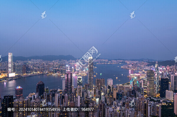 中國香港維多利亞港夜景城市風(fēng)光