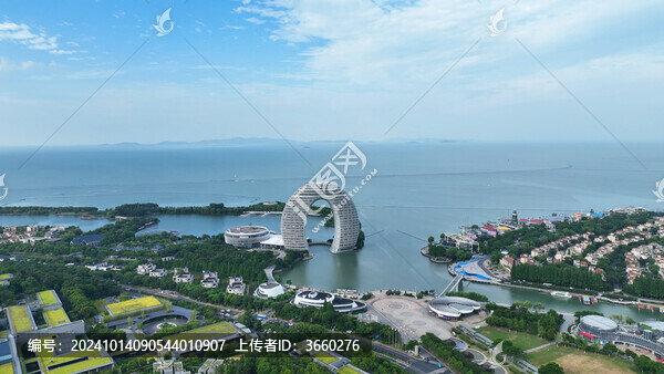 湖州黃金湖岸景區(qū)月亮酒店航拍