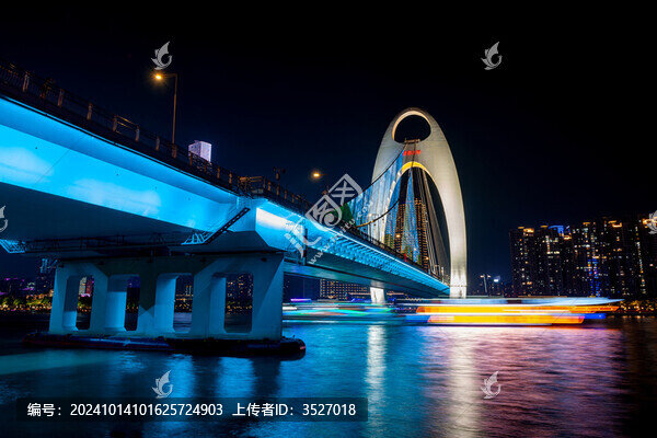 夜幕中的獵德大橋