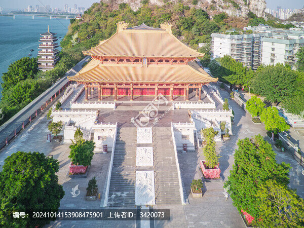 航拍廣西柳州文廟大成殿