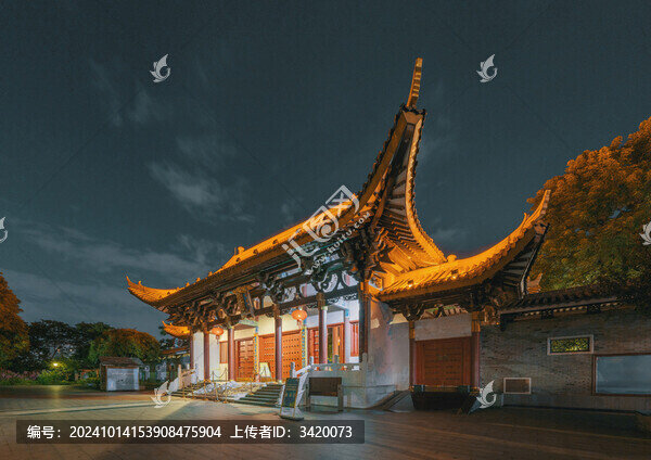 柳州文廟大成門傳統(tǒng)中式建筑夜景