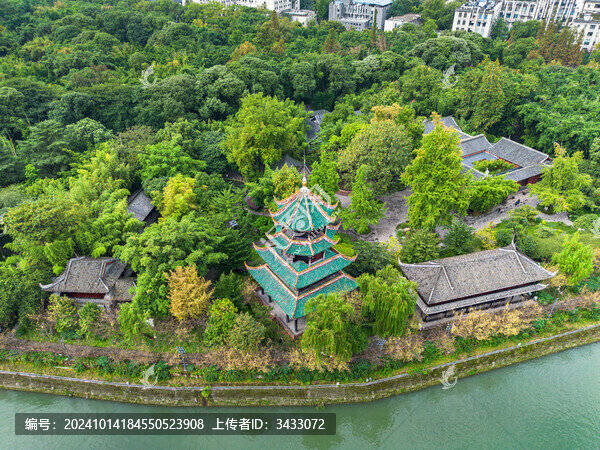 四川成都望江樓公園航拍