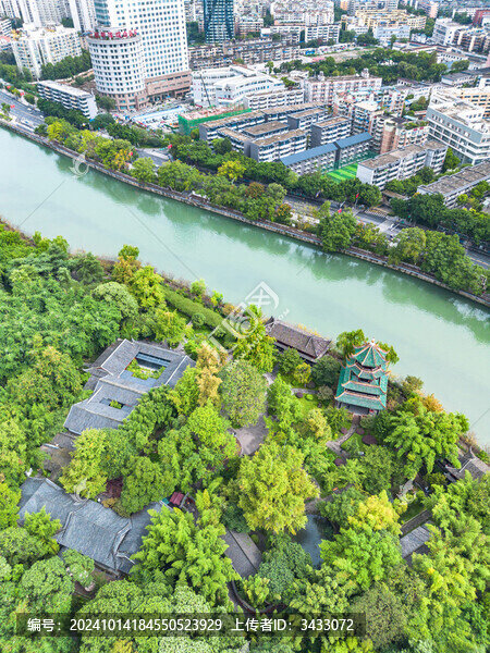 四川成都望江樓公園航拍