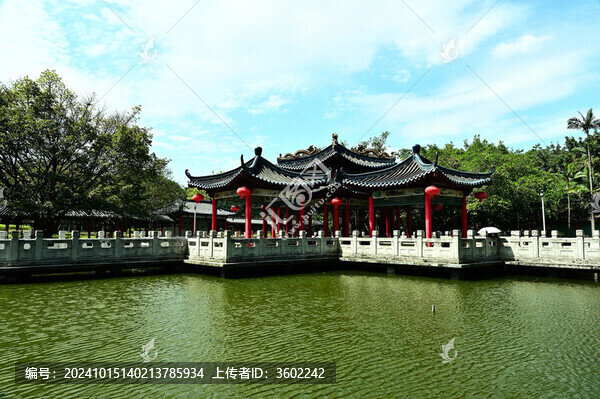 深圳龍園古色古香的亭臺樓閣