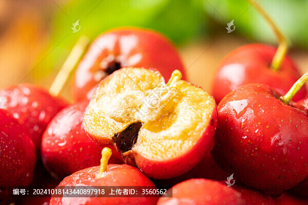 新鮮山楂果山里紅高清特寫圖片