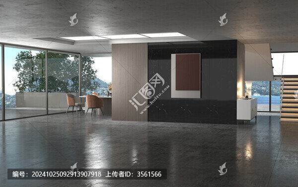 現(xiàn)代極簡輕奢客廳空場景