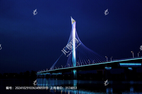 石家莊地標建筑滹沱河大橋夜景