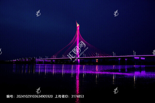 石家莊地標(biāo)建筑滹沱河大橋夜景