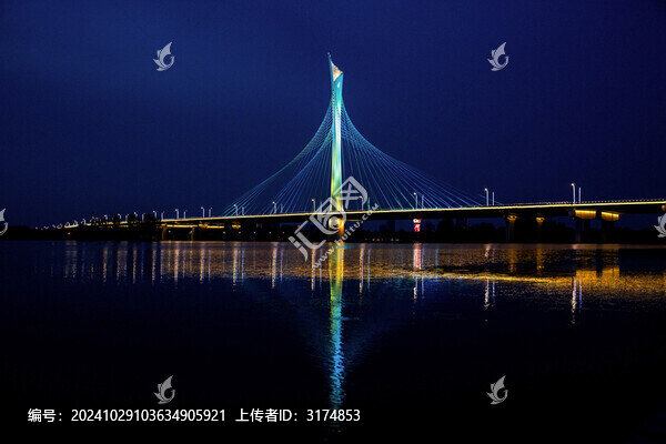 石家莊地標(biāo)建筑滹沱河大橋夜景
