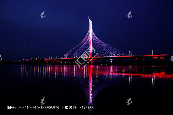 石家莊地標(biāo)建筑滹沱河大橋夜景