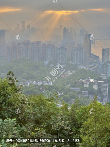 山城霧都重慶城市晚霞