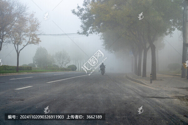 濃霧中的城市道路