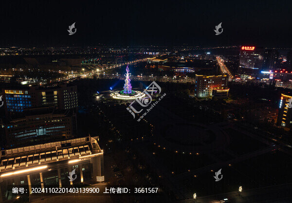 克拉瑪依音樂博物館夜晚航拍