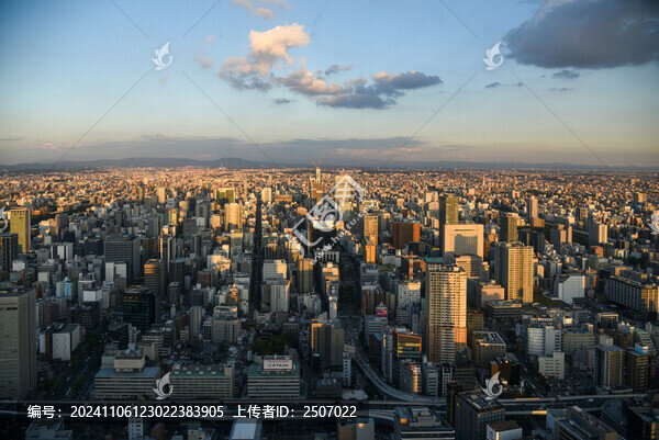日本名古屋市黃昏時刻城市建筑風光