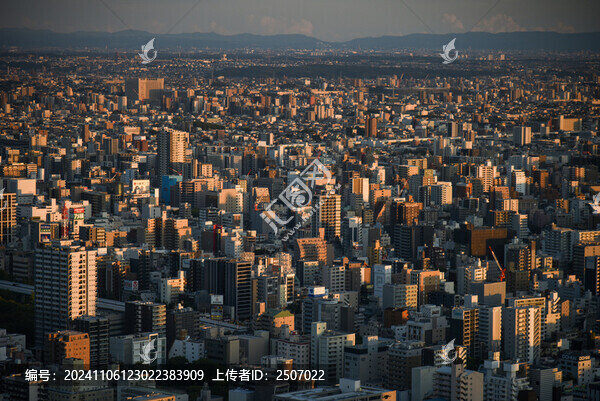 日本名古屋市黃昏時刻城市建筑風光