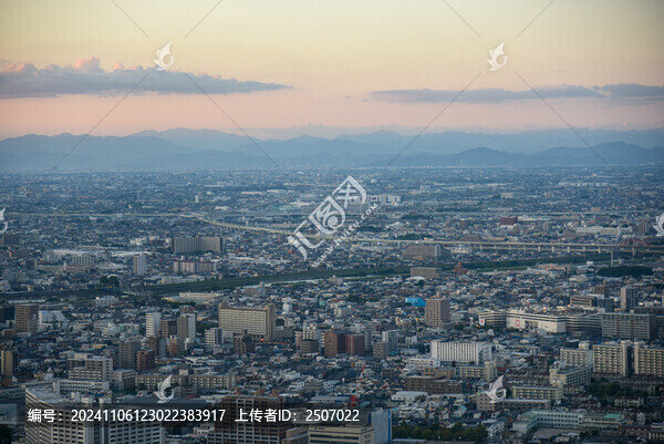 日本名古屋市黃昏時刻城市建筑風(fēng)光