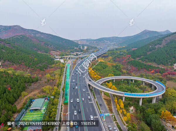 濟南二環(huán)南路扳倒井立交橋秋色