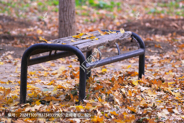 長椅落葉