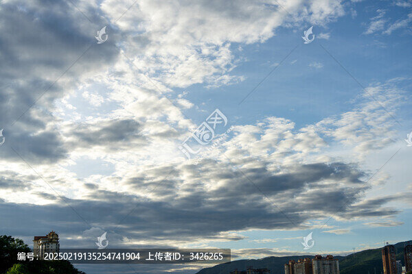 城市建筑群與藍(lán)天白云景觀
