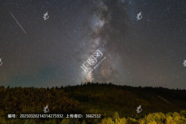 星空銀河下的流星