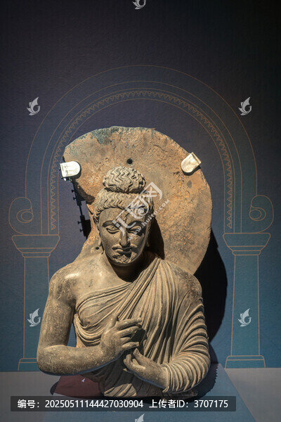 巴基斯坦國家博物館藏轉(zhuǎn)法輪印佛半身像