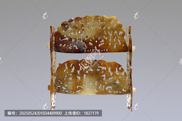 透雕神仙故事玉座屏