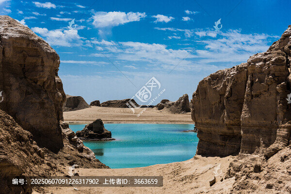 水上雅丹地貌巖石湖泊藍(lán)天
