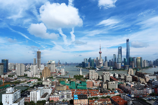 鸟瞰上海都市全景