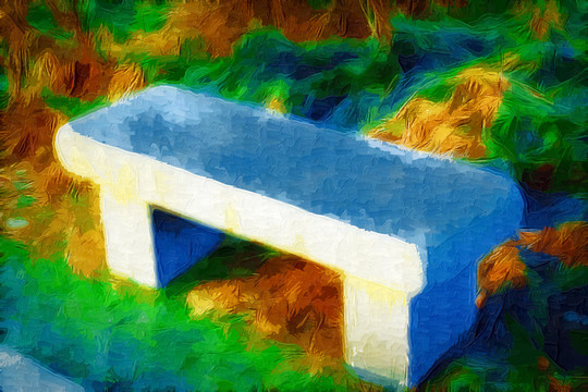 抽象油画 石凳油画