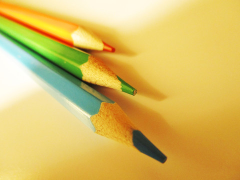 彩色铅笔 蓝绿橙 彩铅笔