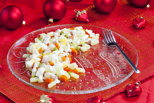 传统的捷克圣诞土豆沙拉