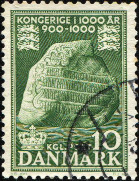 丹麦-大约1955：邮票由丹麦之际，丹麦印刷的存在是1000年一个王国；大约1982
